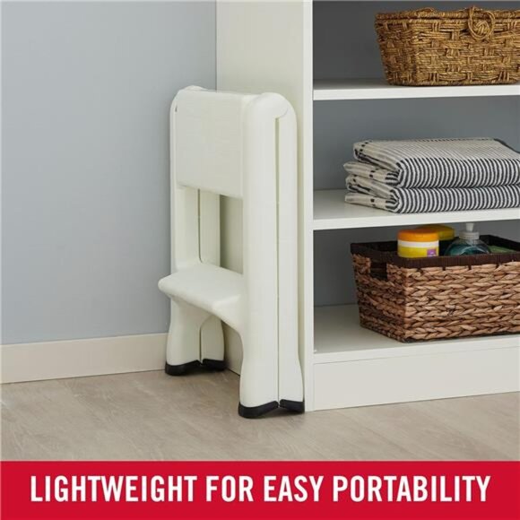 Two-Step Folding Foot Stool, 14-Inch High, White, 300 Pound Capacity, Small - Picture 5 of 7